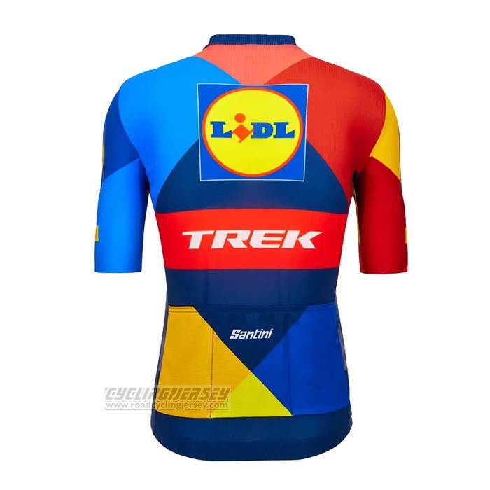 2023 Cycling Jersey Lidl Trek Blue Red Short Sleeve and Bib Short